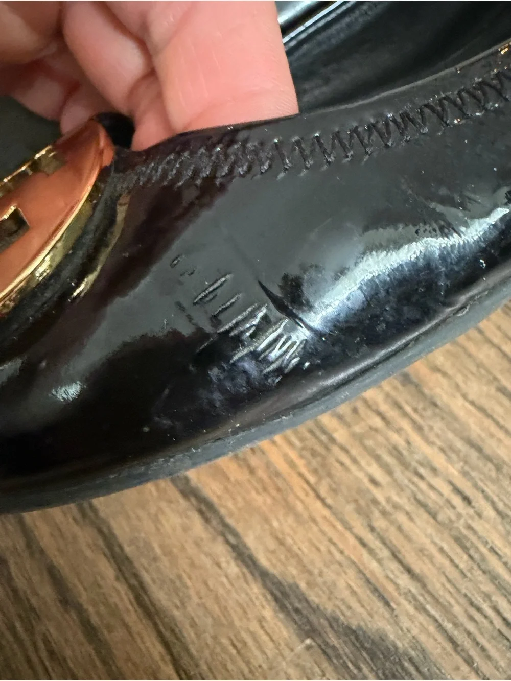 Tory Burch Black Patent Leather Reva Ballet Flats with Gold Logo size 6
